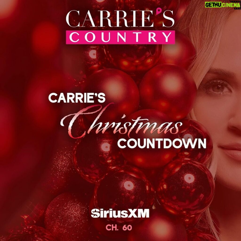 Carrie Underwood Instagram - Happy Holidays from @carriescountry! This week, tune in to hear “Carrie’s Christmas Countdown” on channel 60 or in the @siriusxm app. Premiering tomorrow at 3PM ET. 🎄❤💚