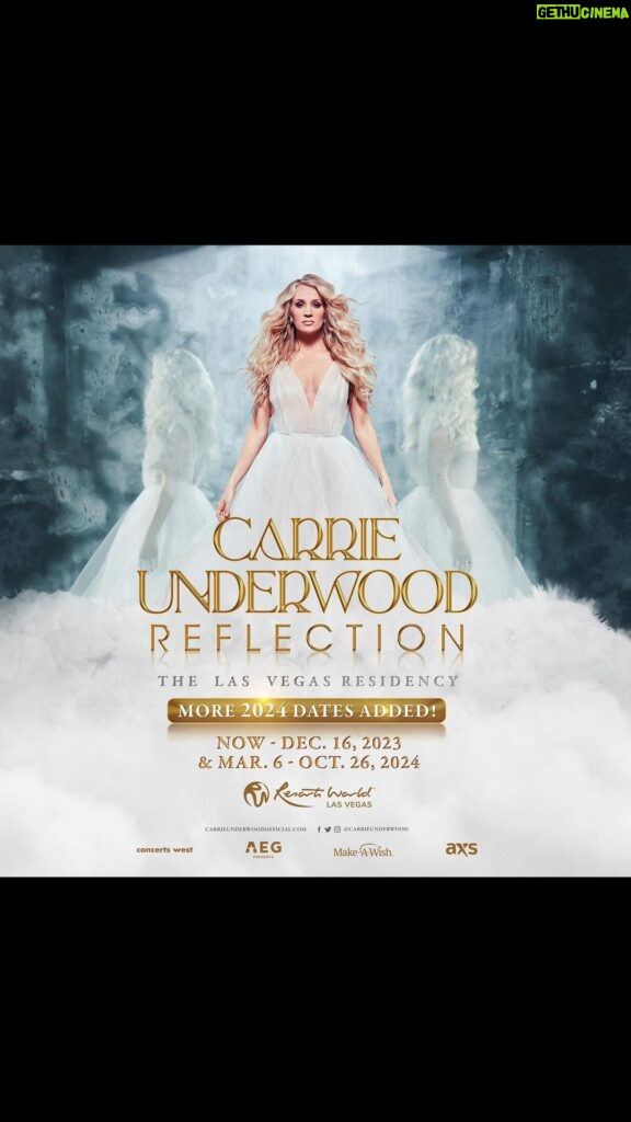 Carrie Underwood Instagram - Looking for that special holiday gift?  We’ve just added 6 more #REFLECTION💎 shows @resortsworldtheatre in October 2024! Tickets are on sale now at carrieunderwoodofficial.com #CUinVegas #2024