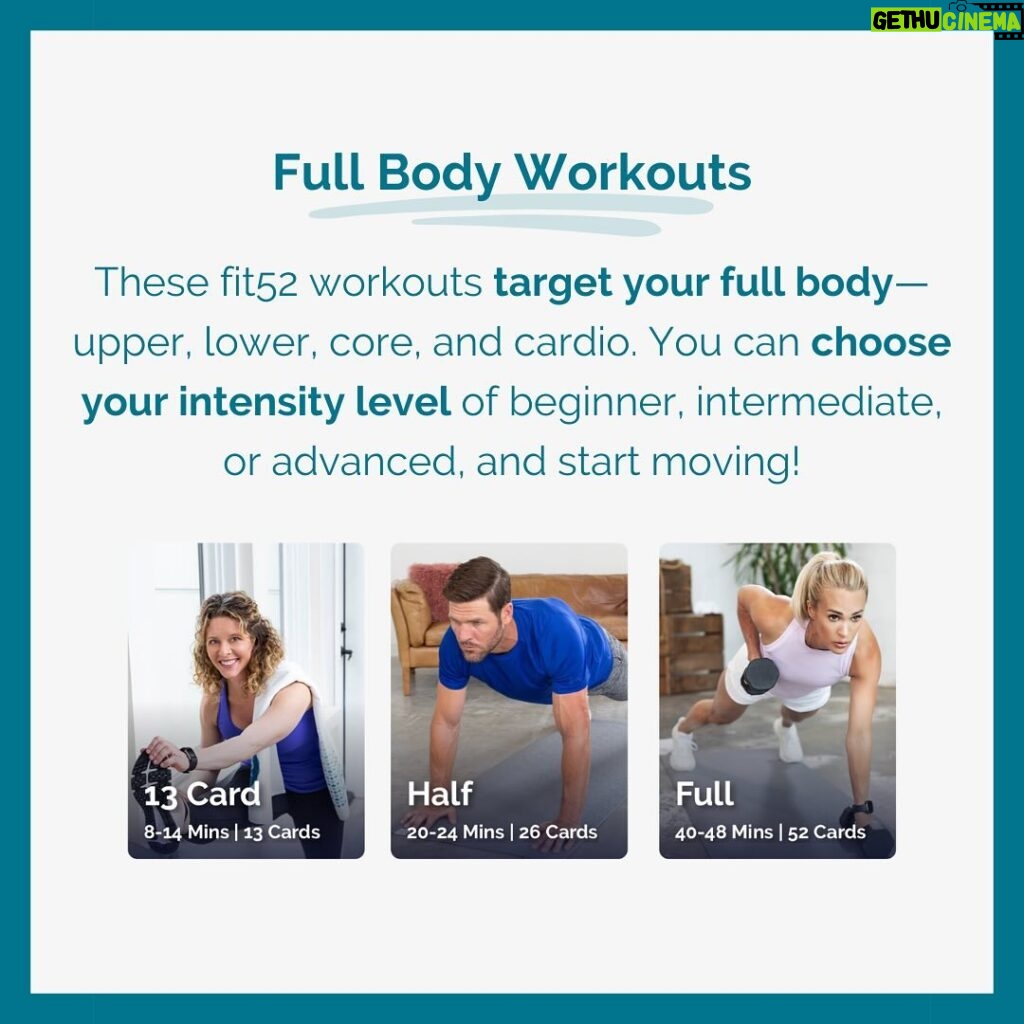 Carrie Underwood Instagram - #Repost @fit52 ・・・ Whether you’re new to fit52 or just need a refresher, consider this your go-to guide for working out with us! Here’s a crash course on how our workouts work… All workouts start with a virtual deck of playing cards, and each card reveals an exercise with a number of reps. Card suits represent different target areas: ♠ = Cardio ♣ = Core ❤ = Lower Body ♦ = Upper Body Choose the area you want to focus on and the duration that works for your schedule (our workouts range from 5-60 minutes). Then, get ready to sweat! 💪💦 #fit52 #FitnessApp #FitnessGoals #FitnessMotivation #WorkoutFromHome #WorkoutFromAnywhere