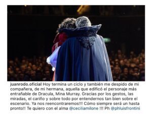 Cecilia Milone Instagram - Cuando la vida te da tanto amor que no te alcanzan los abrazos.
Mina y Drácula. Cecilia y Juan.
¡LO QUE TE QUIERO! ¡LO IMPORTANTE QUÉ SOS EN MI VIDA! Juan de mi corazón. Hasta pronto, amigo mío… ❤️🎭