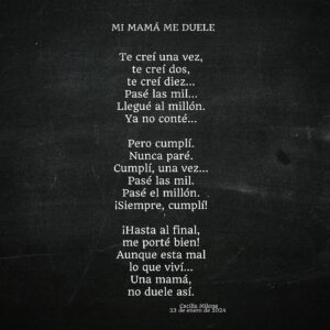 Cecilia Milone Instagram - Y un día… ¡A LOS 54 AÑOS! leyendo todo lo que escribiste desde los 14, hasta pasados los cuarenta… 
te das cuenta porqué confundiste tanto todo.
Porqué creías que dar… era la única misión que tenías en la vida.
He amado y me han herido, sí… 
Pero me han amado, y me han salvado.
Gracias, a mis cachorros del teatro que me han dejado ser la madre de mis sueños.
Gracias, a mis primas y a mis amigas que han sabido ver conmigo la vida color de rosa “bebé” y hemos sido nenas rescatadas. 
¿Coincidencia? Escribí esta poesía justo el día del cumpleaños de @noracarpena_ok que me ha acompañado, en los momentos más definitivos de mi vida como 
ARTISTA Y MADRE. ¡Dos palabras, SAGRADAS, para mí!
Dios equilibra la carga.
Gracias, #Papá porque, hoy, que tengo casi la edad con la que te moriste entiendo que eras más débil de lo que yo creía… 
y descubro de dónde radica la fortaleza con la que estoy de pie y con la que sostengo tu apellido.
…Es que el #Amor, me lo enseñaste vos. 🤍🪽
#CarlosMilone🙏🏻