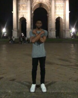 Chadwick Boseman Instagram - Mom said she was disappointed that I didn’t do the salute at the #MTVAwards, so #WakandaForever from the Arco della Pace a Milano.