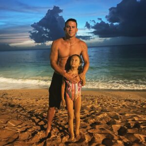 Channing Tatum Instagram - You my littles are everything! You are my world and my heart. You were looking at the full moon in this pic and telling me the prophecy of the full moon mermaid and  then we ran into the water and looked for her and played with glow sticks in the night water calling out to the mermaids. you said you touched a bald headed mermaid and saw a tail. Haha one day you will read this and i hope laugh. We have fun 🤩 hehehe