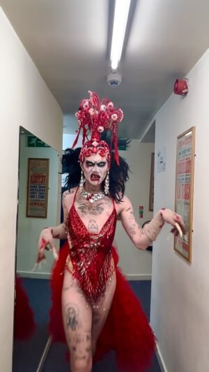 Charity Kase Instagram - The corpse of cabaret! 
My first night hosting @circusofhorrorsofficial UK tour 👹❤️

Day 27 #366daysofdrag
Full look by moi 

#dailydrag #circusofhorrors #dragmonster