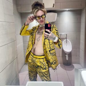 Charity Kase Instagram - Some of the pieces up for sale on my shop right now! In love with this Glamour suit 😍✨

Link in bio 

Follow @bycharitykase to see more of my work✨

#handpainted #customfashion #punk