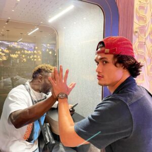 Charles Melton Instagram - behind the scenes on rush hour 4