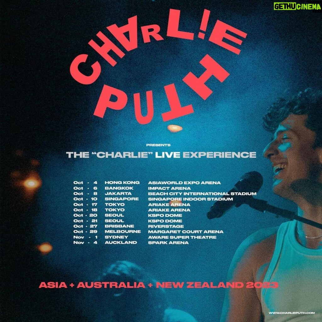 Charlie Puth Instagram - Asia. Australia. New Zealand. Pre sale access if you're on my newsletter!