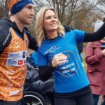 Charlotte Hawkins Instagram – He is a superhero! 🙌 Just some of the special moments from today – being there to support the amazing Kev Sinfield who’s done it again – yet another incredible challenge for MND. It was emotional being there to cheer him on & take part in an #ExtraMile run with the MND community. His support means SO much to us all. He’s not only raised much needed funds but also awareness too of this horrific disease. Just incredible that he has completed his #7in7in7 – 7 ultramarathons in 7 cities in 7 days! 👏👏👏 But he still needs your help to reach his target – please support 🙏 https://donate.giveasyoulive.com/fundraising/kevin-sinfield @mndassoc 🧡💙 #kevinsinfield #kevinsinfieldisalegend #mnd #mndassociation #findacure #extramile