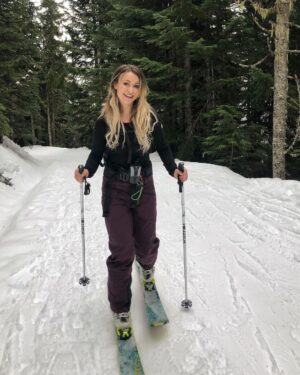 Chelsey Reist Instagram - time for the seasonal sayonara to the winter skis and the ‘suuuup to the water skis. 
goodbye for a while, #slopes. 
this lil’ snow sasquatch will friggen miss ya. 
#downhill #ski #skitouring #skins #springskiing #springski #mountaingirl #waterbaby #boatlife #adventure #justgetmeinnature #outdoorsallthetime #whistlerdreamgetaway