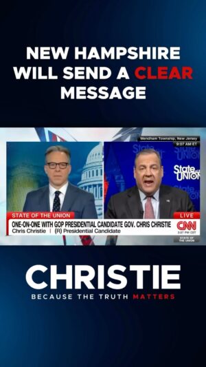 Chris Christie Instagram - The Granite State will send a clear message to the rest of the nation on Jan. 23rd. 

It’s time to reject Trump and his sycophants. We can’t beat Joe Biden with a convicted felon, and I’m the only one who will take Trump on directly.