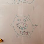 Chris O’Dowd Instagram – Been setting drawing projects for the boys where they need to interpret a word. Our 7-year-old, correctly suggests this creature is scary because it has a big scary mouth and a big scary bum and nobody knows which is which.