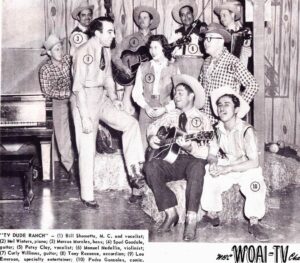Clifton Collins Jr. Instagram - Before #WOAI in San Antone became @news4sa on Dec 11, 1949, families would sit around their radios as this was the predominant form of entertainment from 1930’s to late 1940’s. Many radio stations , struggled to make the transition, especially AM radio as their reach was limited. Every station needed a hook so to speak, #WOAI came up with an idea to create what was commonly known as a “Dude Ranch” but they needed extra crew, a drummer and a comedian … gramps got a drum set on what’s called “layaway” ;) , here he is with #curlywilliams and the #CometteNylonRanchHands , last pic #WOAI Mascot #LouEmerson aka Dudley