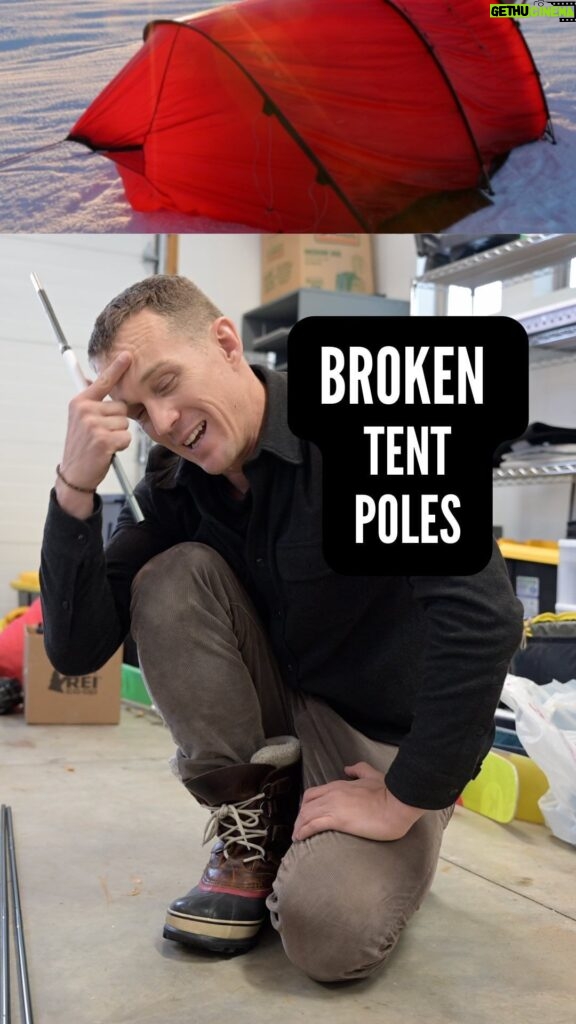 Colin O'Brady Instagram - What if a tent pole breaks during the night? This happened in Iceland last month. I hope to never be in this situation in Antarctica where the stakes are higher, but it’s important to the think through solutions and action steps. It’s a rough situation, no matter how it plays out. With this expedition, my sled needs to be as light as possible, so I’m not bringing backups of most gear... However, in this case I will be bringing a spare tent pole! Full packing video on YouTube! Link in bio!