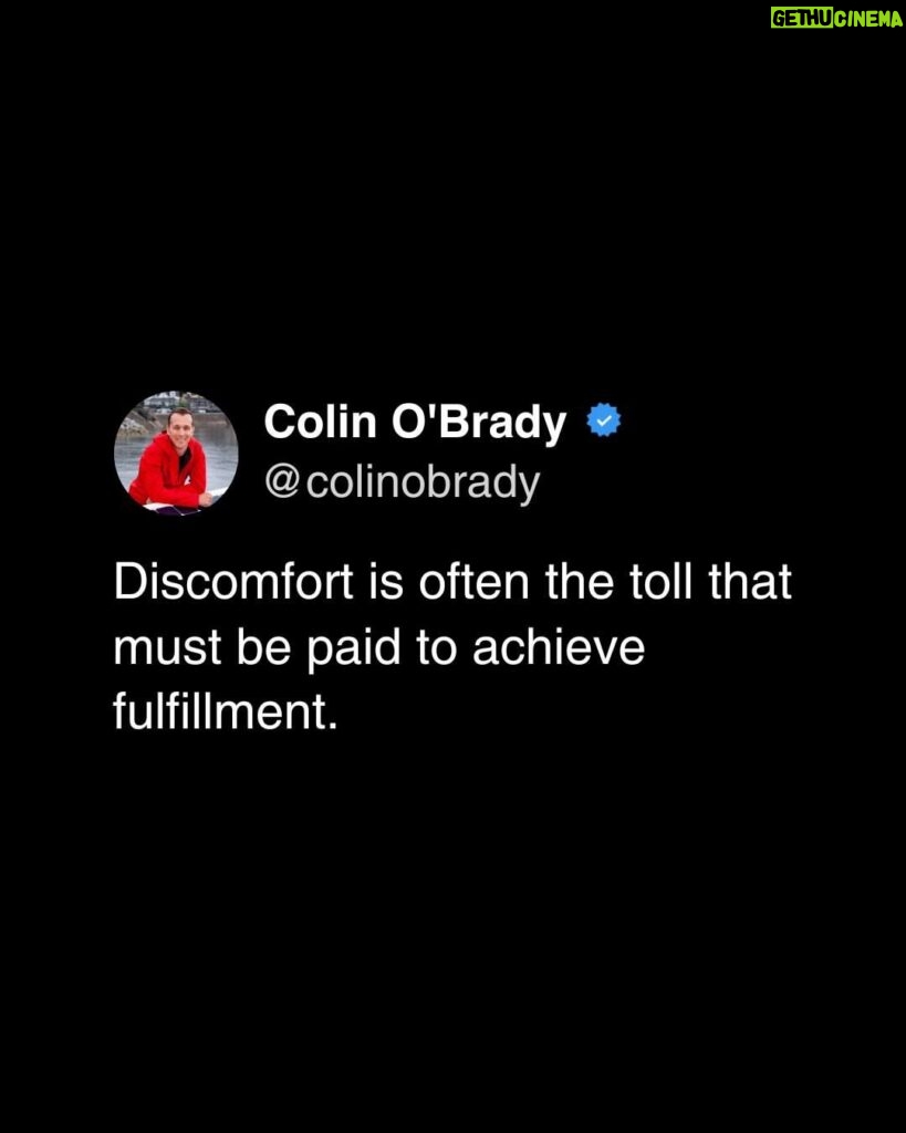 Colin O'Brady Instagram - We spend our time fearful of experiencing discomfort, but what if instead, we chose to fear living in the zone of comfortable complacency every day? What if what we really should be afraid of is the baseline condition of “just fine” and “okay” or “good enough”? I’m sorry, but “good enough” is just not good enough. Not for me. Not for you. Feeling alive in moments of pain is far more interesting than just existing in the numbness of the middle. It’s fine to visit your comfort zone from time to time. In fact, it’s necessary — to refresh, recharge, refocus. But let’s be clear: Growth happens outside the comfort zone. It happens in that insanely cramped stern cabin in the middle of an unrelenting storm. It happens when you risk everything to start your own business. It happens when you step back and watch your daughter cross the street by herself for the very first time. It happens when you embrace a Possible Mindset by leaving behind the zone of comfortable complacency and entering more dangerous waters, telling yourself that the discomfort you’re taking on can be navigated and that the greatness you seek does lie up ahead.
