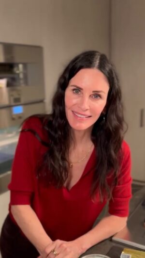 Courteney Cox Instagram - Happy holidays!! 

I messed up! Put the frosting on after! 

3 cups all-purpose flour
3/4 cup dark brown sugar, packed
3/4 teaspoon baking soda
1 Tablespoon ground cinnamon
1 Tablespoon ground ginger
1/2 teaspoon ground cloves
1/2 teaspoon salt
12 Tablespoons butter, room temperature, cut into 12 pieces
3/4 cup molasses (dark molasses)
2 Tablespoons milk

Instructions

• Add flour, brown sugar, baking soda, cinnamon, ginger, cloves and salt to a mixing bowl and mix. 
• Add the butter pieces and use a pastry blender to cut the butter in until the mixture resembles fine meal. 
• With a mixer running on low speed gradually add the molasses and milk and mix until combined, about 30 seconds. 
• Divide the dough in half, forming each into a ball. Wrap each in plastic wrap and refrigerate for 2 hours or overnight, or place in the freezer for about 20 minutes, until firm, if you’re in a hurry. 
• Preheat the oven to 350 degrees. Line 2 baking sheets with parchment paper. 
• Remove one dough sheet from the fridge/freezer and place on the counter. Roll out the dough (use a little flour on your rolling pin if needed), until it’s about ½ inch thick. Cut gingerbread men and place them on prepared baking sheets. 
• Refrigerate the gingerbread men for 5 minutes 

• Bake the cookies until set in the centers and the dough barely retains and imprint when touched very gently with fingertip, 8 to 11 minutes (depending on the size of your cookie cutter). Do not overbake!! 
• Remove the cookies to a wire rack. Allow to cool to room temperature before frosting!