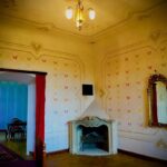 Crispin Glover Instagram - Inside the room with newly restored frescoes taken from a different angle to the previous photo. The fireplace was made in a baroque style and this room adjoins a separate room that also has newly restored frescoes. Zamek Konarovice, Czech Republic