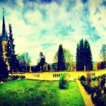 Crispin Glover Instagram - Lone peacock begins to lower his display in the parterre at Zamek Konarovice Czech Republic