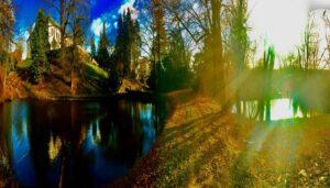 Crispin Glover Instagram - Another outdoor photo before returning inside to continue the tour. In this photo one can see the upper and lower ponds and Zamek Konarovice Czech Republic