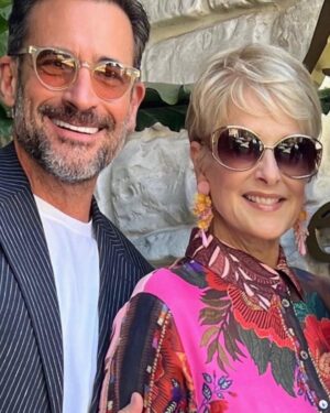 Cristina Ferrare Instagram - Me and my twinzzzzzzzzzz @lawrencezarian @gregoryzarian we enjoyed lunch together @avrabeverlyhills we laughed, cried, and ate way too much, which was outstandingly delicious:) It filled my heart to be with both of them! They call me mom and I don’t take that lightly ❤️we share a rich long history together! Next lunch or dinner I will be preparing the feast for my boys! Yes Im still wearing the same  @farmrio blouse I’m obsessed with it, lol! Opa!!! #avrabeverlyhills #greekfood #family #twins #cultgaia #fendisunglasses #oscardelarentajewelry