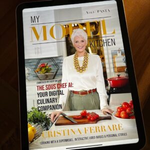 Cristina Ferrare Instagram - Hello everyone, today I have an announcement to share with you that on February 14th, I am launching 
a series of digital-only interactive “Living Cookbooks” called “My Model Kitchen” released by Legible a
global digital leading publisher.

Over the next year, we will release 15 individual books starting with “PASTA! Each book will focus on a specific category. This is not just a collection of
recipes but a testament to my lifelong love affair with food. Each recipe has been crafted with my heart and soul and I hope to inspire you to cook with same passion and love that I do.

The uniqueness of these books will be that embedded in each book will be videos to bring the recipe to life. We also have a new cutting edge and I believe a first, an A.I. Sou Chef who will answer questions the reader may have about each recipe.

I am beyond excited with the potential of these digital books dedicated to exploring the endless possibilities of the joy cooking brings to our lives.

Mark your calendars!
Let’s embark on this delicious journey together.

Please click the link in the bio to sign up for the news-letter! 

Photography: @thebrokenduchess & @ericsoboleski
Makeup: @helenrobertsonhmu 

 #PastaPassion #BookCoverReveal #SaveTheDate #cookbook #bookcommunity #foodie 
#ebooks #bookstagram #food #italianrecipes
@legible_inc @janmiller #mollanderson @kymdouglas
@katherineschwarzenegger @alextcook @ariannasalyards_ @oprah
@lisabreckenridge @mariashriver @leezagibons @iconicfocusmodels
@reitmankathrine @makeupbymario a_lerios @drdrewpinksy
@steveedwardssla @daniellebisutti @deborahzarkobylt
@robinlamonte