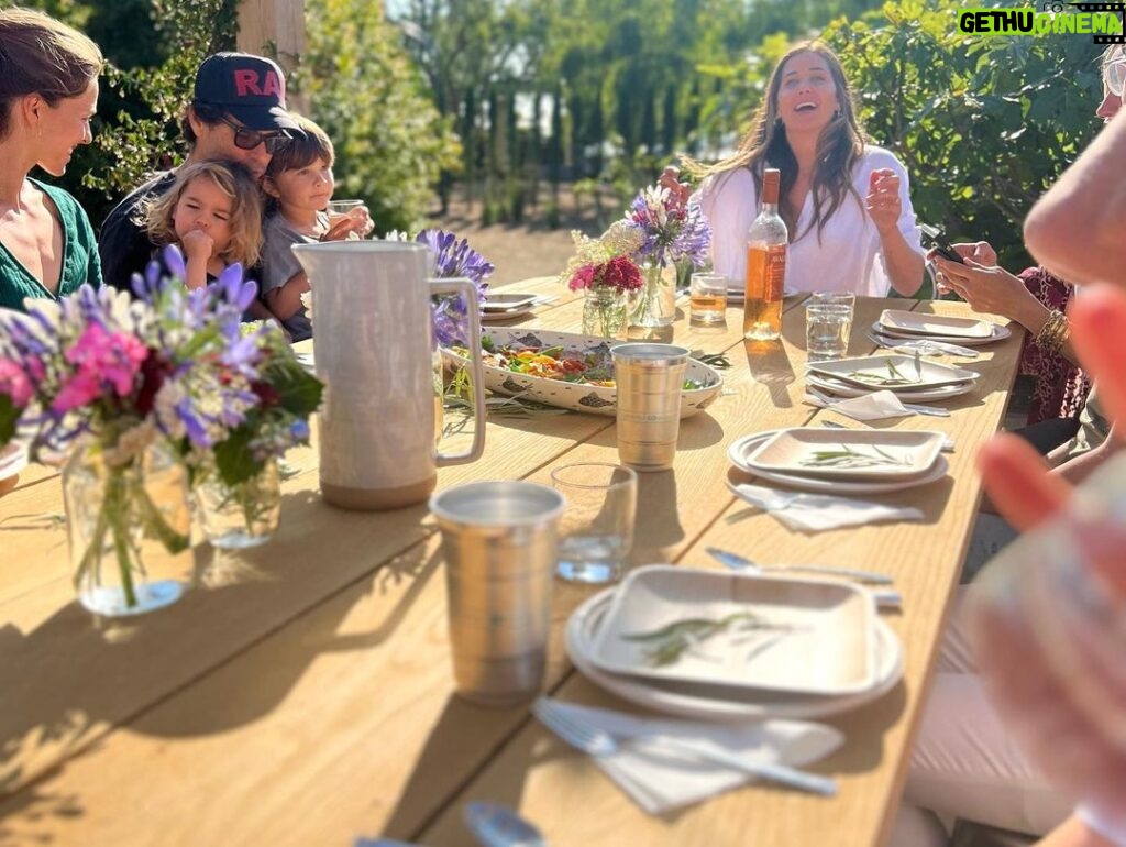Cristina Ferrare Instagram - We spent the afternoon at our daughters @alextcooks and her fiancé’s @itsnickdrake home with the amazing production team from @movablefeast_tv that Alex hosts for @pbs airing this fall! The food was simply beyond! A great time was had by all as we gathered around the table to enjoy the bounty with family and friends!Thank you to everyone for a spectacular afternoon! @wbgh #moveablefeast #tv #cookingshow #food #love #family