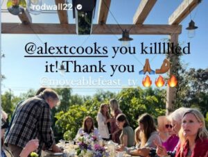 Cristina Ferrare Instagram - We spent the afternoon at our  daughters @alextcooks and her fiancé’s @itsnickdrake home with the amazing  production team from @movablefeast_tv that Alex hosts for @pbs airing this fall! The food was simply beyond! A great time was had by all as we gathered around the table to enjoy the bounty with family and friends!Thank you to everyone for a spectacular afternoon! @wbgh #moveablefeast #tv #cookingshow #food #love #family