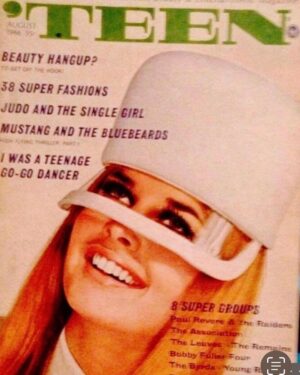 Cristina Ferrare Instagram - My first cover, “TEEN” magazine 1966, 57 years ago! Swipe to see my new hat (lol) for a photo shoot. Thank you to Troy Jensen who did makeup, and photography. Working with him was reminiscent of the “great ones” I had the opportunity to work with in New York in the 70’s & 80’s.
@itstroyjensen 
Styled by @willstyleux
Suit by @dolcegabbana
Jewelry By @jaredjamin
The Alta Hat by @gladystamezmillinery 
Produced by @jarekaddison #fashion #fashionstyle #harpersbazaar #vogueparis #voguemagazine