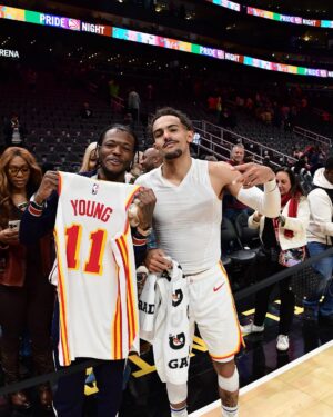 D.C. Young Fly Instagram - Man my dawg @traeyoung gave me the jersey 🔥🔥 my Brudda for life 💪🏾🔥 love seein u prosper foolie 💯 mannn I love the @atlhawks yal Ben puttin on for quite some time 💪🏾 see yal Saturday #TrynaBeSpikeLeeForTheHawks 😂😂