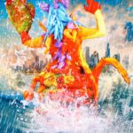 Daniel Wallace Instagram - She's coming for your city....This Kaiju is queer and this kaiju has pride!A technicolour tsunami is heading your way! Had so much fun creating this bonkers creature!Here is her back and front (though the full lobster tail is submerged in the sea...check out my silly video reel to see it take out skyscrapers!)it is deadly! Thankyou to @liquorice_black for collaborating on this and so many other projects!You are a superstar!(albeit a less colourful one)💗 And massive thankyou to @faketrashstudio for snapping this and all my looks and bringing my visions to life,you are aces!💙 Can't wait to see who takes the @bouletbrothersdragula crown! Stream the Boulet Brothers’ Dragula Season 5 on Shudder and AMC+! New episodes every Monday Night @bouletbrothersdragula @bouletbrothers @shudder @amcplus #Dragula #kaiju #monster #manchesterqueens #pride #Rainbow #roar
