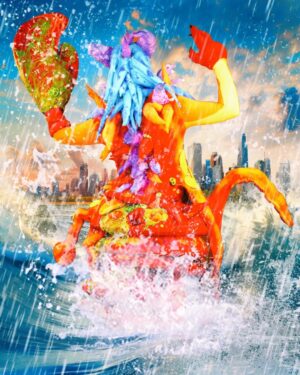 Daniel Wallace Instagram - She's coming for your city....This Kaiju is queer and this kaiju has pride!A technicolour tsunami is heading your way!
Had so much fun creating this bonkers creature!Here is her back and front (though the full lobster tail is submerged in the sea...check out my silly video reel to see it take out skyscrapers!)it is deadly!
Thankyou to @liquorice_black for collaborating on this and so many other projects!You are a superstar!(albeit a less colourful one)💗
And massive thankyou to @faketrashstudio for snapping this and all my looks and bringing my visions to life,you are aces!💙
Can't wait to see who takes the @bouletbrothersdragula crown!
Stream the Boulet Brothers’ Dragula Season 5 on Shudder and AMC+! New episodes every Monday Night
@bouletbrothersdragula @bouletbrothers @shudder @amcplus
#Dragula #kaiju #monster #manchesterqueens #pride #Rainbow #roar