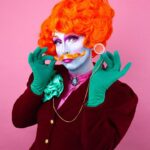 Daniel Wallace Instagram - A final one for the trio!Had a (snow)ball creating these images with @florencias_wigs and @faketrashstudio for @florencias_wigs new tasche and wig line for the winter! Look at me being an effeminate queer Victorian gent wearing his #Greencarnation with #pride #pink #orange #dragqueen #Manchesterqueen #manchesterking #genderfuck #genderplay #Drag #Winter Islington Mill