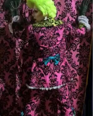 Daniel Wallace Instagram - Sometimes i like to blend in....It was Press night last night and i just couldn't resist popping on this lil number by @freakcouturemcr The curtains really do match the drapes!!!Can you believe i own a suit made from the same gorgeous material as the curtains that hang in Shantay Manor in @deathdropplay ?!
A lovely time was had and i now own the worst hangover everrrrrr to prove it!
Suit by @freakcouturemcr
Hair by @florencias_wigs
Gorgeous moon earringz by @wonderfullittleweirdos
Piccys by @applederrieres
#lovelytime #Curtain #wallflower #pink #green #drag #neon