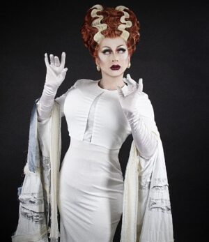 Daniel Wallace Instagram - My body still hasn't recovered from Halloween so neither should my instagram....here i am giving my version of the Bride of Frankenstein....wearing hair by @florencias_wigs 
And snapped by @faketrashstudio Spooky ooky 👻🎃