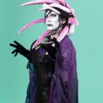 Daniel Wallace Instagram - Another one?!Not another one...Heres a side angle...cos why not? Photo by @faketrashstudio Animatronic headpiece by @el_samu.obj Painted by @colette_fishlock Gown by @lizziebiscuits Islington Mill