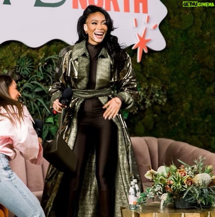 Danielle Robay Instagram - @thefemalefoundercollective keynote last week was ✨✨. I was in conversation with @WinnieHarlow, founder of @cayskin + CEO @karenbarner1 (fellow Chicagoan!) Winnie is 1 of under 100 black female founders who’s raised over $1m in funding ($4.1m), a remarkable feat (and also an upsetting statistic worth noting and changing). Discovered on ANTM, internationally recognized as a supermodel her life in many ways seems like it was sprinkled with gold dust. But it’s deeper than that + here was my takeaway from our conversation: 𝗦𝗵𝗲 𝗱𝗼𝗲𝘀𝗻’𝘁 𝘀𝗲𝗲 𝗡𝗢 𝗮𝘀 𝗮 𝗯𝗮𝗿𝗿𝗶𝗰𝗮𝗱𝗲, 𝘀𝗵𝗲 𝘀𝗲𝗲𝘀 𝗡𝗢 𝗮𝘀 𝗡𝗘𝗫𝗧 𝗢𝗣𝗧𝗜𝗢𝗡. •When Winnie was diagnosed with vitiligo some of her family members would point to a new spot on her back, or kids at school would bully her. Her grandmother said, NO, you’re beautiful and blessed and you will live as such. She has 😊. •Winnie tried out for the VS fashion show. They said NO. She came back to audition the next year, and that show became a tentpole moment in her career. •Winnie applied for a job at Sephora at 16. They said NO. @cayskin is launching in Sephora Canada next week + she will be having an event at the same Sephora that turned her down. Half the battle is believing you can. The other half is executing. And that means not taking NO for an answer; it simply means NEXT OPTION. Swipe to the last slide for some ✨ 📚 from Winnie Rolling Greens Dtla