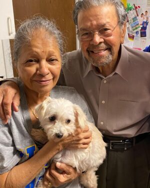Danny Robertshaw Instagram - ADOPTED!  Perfect little PRETTY GIRL (Now named "Priti") flew all the way from SC to Michigan last night to meet her forever people!  Congratulations to Siddharth and Kumud Sanghvi on the new sweet addition to their family! 

Pretty Girl came to Danny & Ron's Rescue in June, along with 8 other Maltese/Poodle mixes saved from the same hoarding situation. All dogs arrived in poor shape and needed grooming, veterinary care, and lots of love.