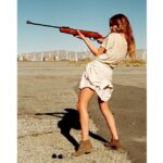Daveigh Chase Instagram - Boom boom!! BB guns & @proenzaschouler tees(my all time fave.).. The hardest & the softest. p.s. Love all my new followers, can't wait to see what happens this year guys!! 😘 #proenzaschouler #palmsprings #guns #springiscoming (Photocred- Tommy w/ takinitEZ)