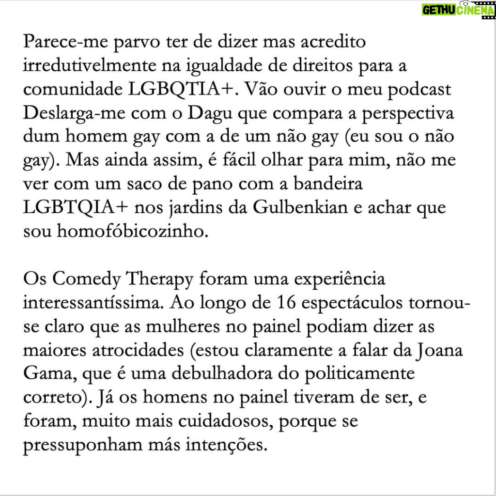 David Cristina Instagram - A propósito da Anabela que interrompeu o espectáculo dos Comedy Therapy ontem.