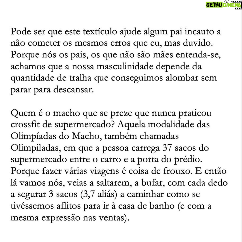 David Cristina Instagram - A masculinidade é tóxica para a zona lombar.