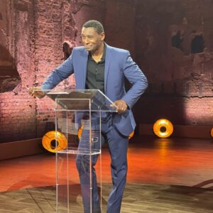 David Harewood Instagram - Rehearsal. #dimblebylecture #history #windrush75 #bbc