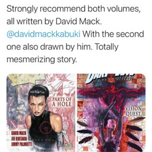 David Mack Instagram - I love that MARVEL is using the sign language of her name ECHO the way i did in the comics. 
Thanks for supporting my work! 
& for the great response to ECHO! 

My creation of ECHO on Disney+ Jan9

Maya Lopez AKA Echo, Played by the spectacular @alaquacox !  @vincentdonofrio & #CharlieCox also return as #WilsonFisk & #Daredevil & are legendary!  It's so great to see these 3 characters in the same story on the screen as I wrote them all in my first Daredevil story together.

It's incredibly moving to see the care & effort & thought put into this. To see what it is becoming after all these years.
A big thanks to all involved.

Video of my work 
here: https://vimeo.com/871158301
 (Link in BIO)

You can find new art & prints of my work available at @KirbysComicArt
LINK in BIO

With some new things timed for ECHO release early next week!