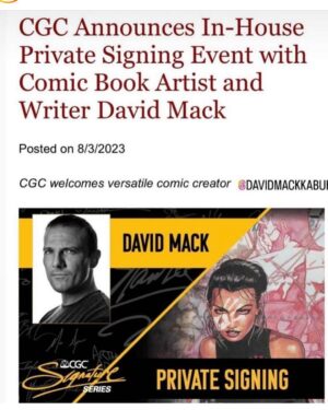 David Mack Instagram - #PrincessMononoke
I'll be signing at 2 #Japan events in December!
@TokyoComicCon & @braveandboldart

See you at @RoseCityCC this week!
With @BrianmBendis & @oeming 
Thanks to @ComicKairi as #Mononoke model~

@NY_Comic_Coni n Oct.
#Sanfrancisco Expo in Nov.
#Hawaii in January!

Thanks for the AMAZING orders on THE MARVEL ART OF DAVID MACK book!
Can still order it at LINK in my BIO
@clover_press 

Find prints & originals of my work at @KirbysComicArt

& if you want CGC signings of my work but can't make it to a convention, @cgcsignatureseries is offering my Signature & REMARQUES on books now through Sept 29.  @cgccomics 

My creation of MARVEL Studios #ECHO JANUARY on Disney+ 
Thanks all of you who have supported my books & work over the years!

Can you believe it's 25 years since I first created ECHO on my first work at MARVEL as WRITER for #Daredevil?
And 30 years since my first KABUKI story! (Which is what got me the offer to start writing Daredevil at Marvel.

All my KABUKI books at @DarkHorseComics.
Including our creator-owned series called COVER with @brianmbendis , inspired by my overseas work for the US State Dept.
Updates on KABUKI soon!