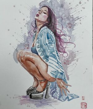 David Mack Instagram - New #Watercolors & Ink #Japan 
#Psylocke
Modeled by @ComicKairi

Original art & prints of my work are available at @kirbyscomicart .

My new art book: THE MARVEL ART OF DAVID MACK ships soon!
@CLoverpress 

I'm signing at @emeraldcitycomiccon #Seattle. DC for @awesomecons , & @wondercon in March.  With ORIGINAL ART

My creation of ECHO is #1 on Disney+ & Hulu

MARVEL Assembled: The Making of ECHO out  today.

I was interviewed with @VincentDOnofrio about #ECHO & #Daredevil.  Interview out now.
In my story I shared the interview of @AlaquaCox on the Tonight show! 

I taught at the School for the Deaf in Africa, Asia, & Europe, in my work for the US State Dept, and the students love Echo all around the world. And now to see Echo embraced so personally here & on mainstream TV is moving. 

A heartfelt thank you to the cast & creators of the ECHO @Disney+ series, @AlaquaCox @sydneyfreeland @mariondayre @zahnmcclarnon @shoshannah7 #DarnellBesaw & all that I met & have yet to meet, for putting such heartfelt effort & thoughtfulness into this story & character & world. 

Sharing my watercolor art in honor of ECHO, including young Maya played by Darnell Besaw, 

Video at the ECHO premiere with the cast & creators.
Legendary @VincentDOnofrio graciously telling the press that I created Echo & helped with his Kingpin performance on #Daredevil.
Wonderful to view the Echo series with my co-creator & collaborators on that first story, @JoeQuesada, & @JimmyPalmiotti, (who also hired me to write Daredevil back then- 25 years ago, & on) & editor Nanci Q, @AmandaConner, & @ComicKairi, who filmed this moment & so many other photos & videos I will share with you here.

I hope you enjoy the ECHO show.

You can find my original art work at @KirbysComicArt