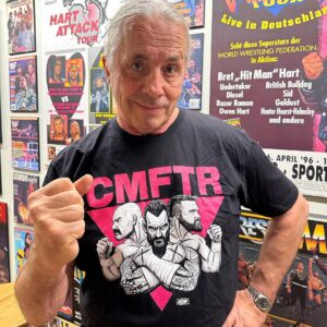 David Michael Harwood Instagram - Greatest of All Time. My hero. My friend. Bret “Hitman” Hart. 

Times like these are when I can’t believe this is all real life.

I made it. We made it. 
@cmpunk @cashwheelerftr @brethitmanhart