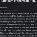 David Michael Harwood Instagram - . 2023 Tag Team of The Year Top Guys Living Legends FTR