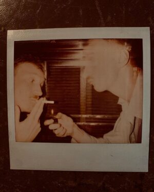 David Thewlis Instagram - Found these old double exposed Polaroids dating back to the mid nineties when I shot Seven Years in Tibet. The first two are of a famous nineties heartthrob and Brad Pitt, and the last two are just me larking about with meself. This was how we passed time on film sets before phones and iPads. Btw don’t smoke kids. Don’t poke yourself in the eye. Don’t climb mountains. Don’t hang out with people better looking than yourself.  Dont give advice. Dont tell people what to do. Don’t make lists. Don’t post crap on Instagram. Don’t let your captions go on too long. Don’t let your chewing gum lose its flavour on the bedpost overnight. Stop reading. Go to sleep. Unless you’re driving. Stop driving.