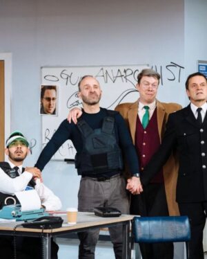 David Thewlis Instagram - If you’re in London, around London, under, or  maybe floating a few feet above London any time soon go and see Accidental Death Of An Anarchist at the Theatre Royal Haymarket. It’s one of the best pieces of theatre I’ve ever experienced. A fantastically funny play about profoundly serious issues. A radical rewriting and staging of Dario Fo’s superb satire. I will never forget those two wonderful hours. Enormous admiration and respect for @danielrigbyrigby ‘s explosive and unrelenting performance as The Maniac, @raggett.daniel ‘s flawless direction and @tom.basden who has brought Fo's work so up to date it feels as if it’s still being written minutes before the lights go up. The whole cast are excellent. Thank you folks. Btw, to be clear, I’m not in it and have nothing to do with it. That’s it. Now go. Trust me - go!  @anarchistwestend @danielrigbyrigby @raggett.daniel @tom.basden 
@inquest_org @tonygardner64  @rokum4r @fondazioneforame @playfulprods @theatreroyalhaymarket