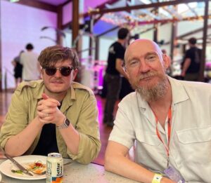 David Thewlis Instagram - James and Jay from @yardactband seemed more than happy with the meal I cooked for them using only ingredients I found on the floor of their tour bus. Nicely washed down with a tin of I Cant Believe it’s Not Better Beer. 

Thanks to all the beautiful people at @lanewayfest for a very memorable day and night. I should never have let @finneas shave my head though. I’ll be in trouble at work.
