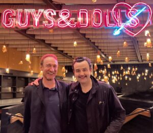 David Thewlis Instagram - This Danny Mays bloke looked quite familiar. Can’t remember where I’ve seen him before. Anyway he, the whole cast, musicians and crew of Guys and Dolls blew me away and forced me, against my will, to be as happy as I look in these pics. Danny as Nathan Detroit makes Frank Sinatra look like an amateur. Also an added bonus when I ran into a wicked old friend, the mighty Kristen Chenoweth, backstage.

Another beautiful and uplifting night at the theatre. What’s going on? I didn’t think I was a big fan of musicals till seeing two such amazing productions in one month. Now I want to be in one, write one, live as though life is one. (Note to agent - I don’t really want to be in one. Or more correctly, musicals don’t want me to be in them. They said so)

Finally - the pink hair? What about it? Shut up. 

@_bridgetheatre @danielmays9 @kchenoweth #guysanddolls