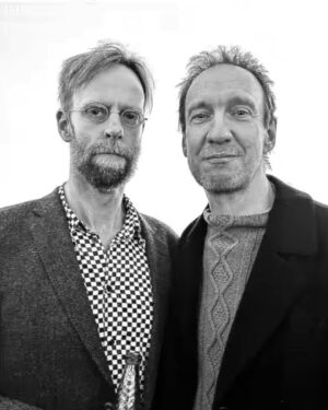 David Thewlis Instagram - Hermine and I hanging out with strange unfriendly looking little bloke sculpted by dear old bearded painter pal @stuartpearsonwright at his new show at @flowersgallery Yes that’s right he’s some sort of genius and it’s enough to make you sick with envy. I can draw quite a decent fish but not without sticking my tongue out and breathing through my nose. Even then then I’ve never been asked to exhibit any of my fish. 

The exhibition is on till November 25th. Go and have your picture taken with a strange unfriendly looking little bloke. He won’t mind. 

📸 @lorna_may_ (check her out too!)
